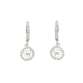 Silver and zircon pendant earrings